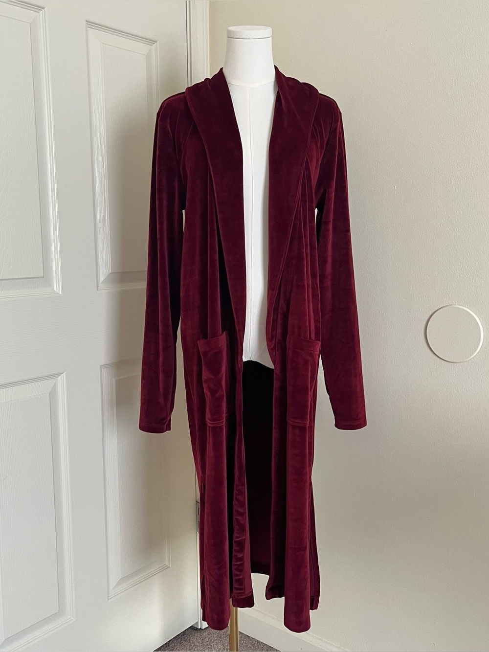 Brand New Bobi Los Angeles Burgundy Wine Velvet Cardigan Shawl Womens Size M